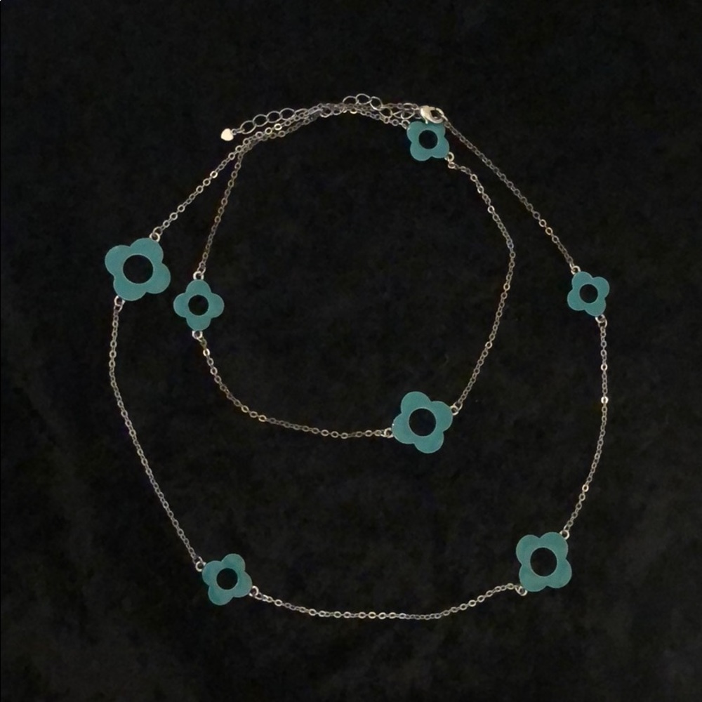 Blue Clover Necklace